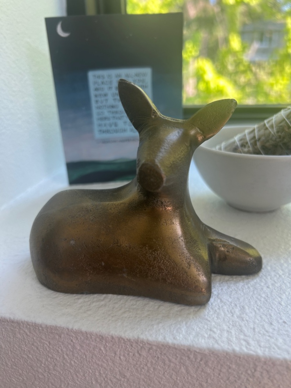 Vintage cubist Brass Deer 4"‎ Tall